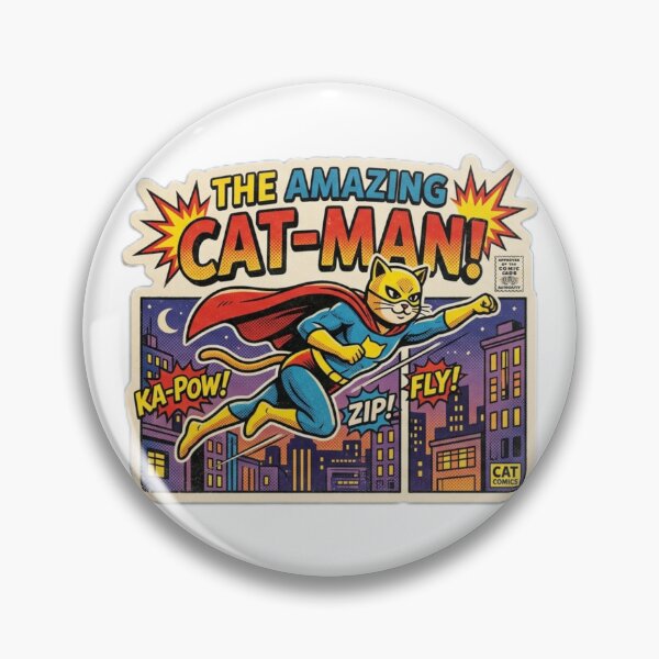 Item preview, The Amazing Cat Man Superhero - Vintage Retro Comic Book Cover designed and sold by 7MKGallery.