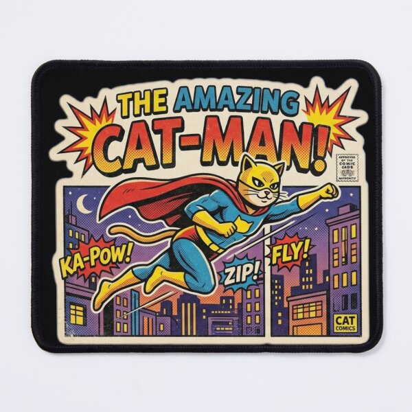 Item preview, The Amazing Cat Man Superhero - Vintage Retro Comic Book Cover designed and sold by 7MKGallery.