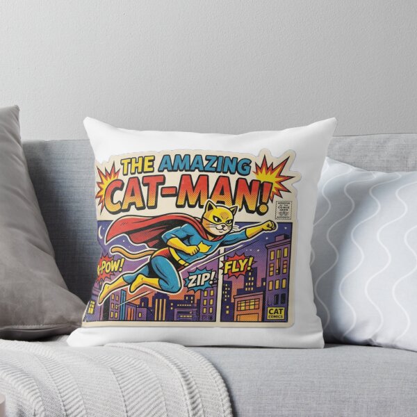 Item preview, The Amazing Cat Man Superhero - Vintage Retro Comic Book Cover designed and sold by 7MKGallery.