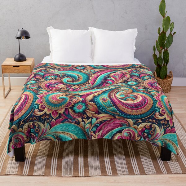 Item preview, Turquoise Magenta Psychedelic Paisley designed and sold by Apex Designs.
