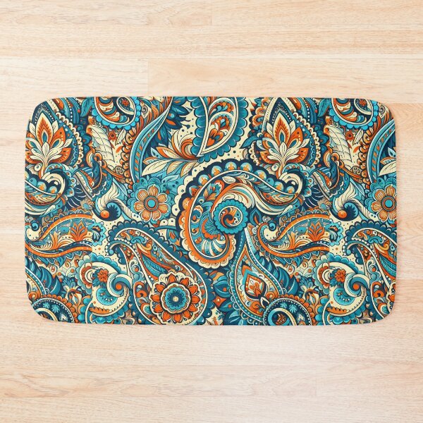Item preview, Teal Orange Folk Paisley designed and sold by Apex Designs.