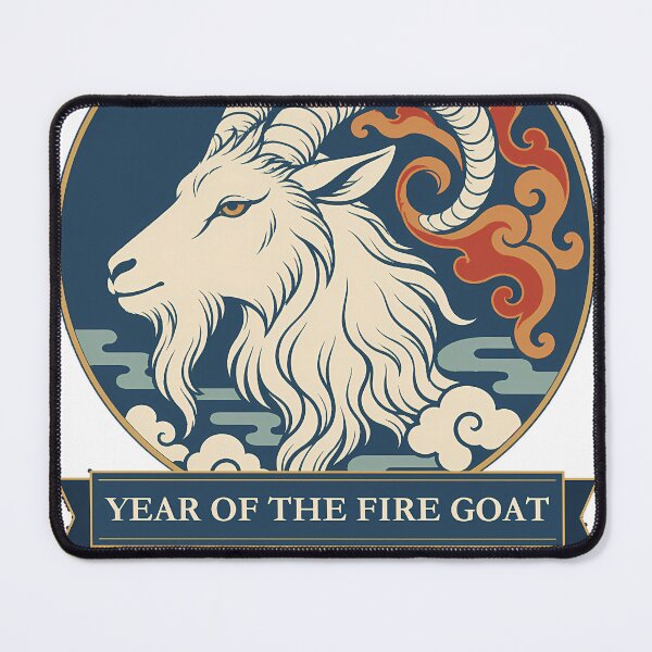 Item preview, Year of the Fire Goat 2027 Zodiac Woodblock Art designed and sold by Apogee Publishing.