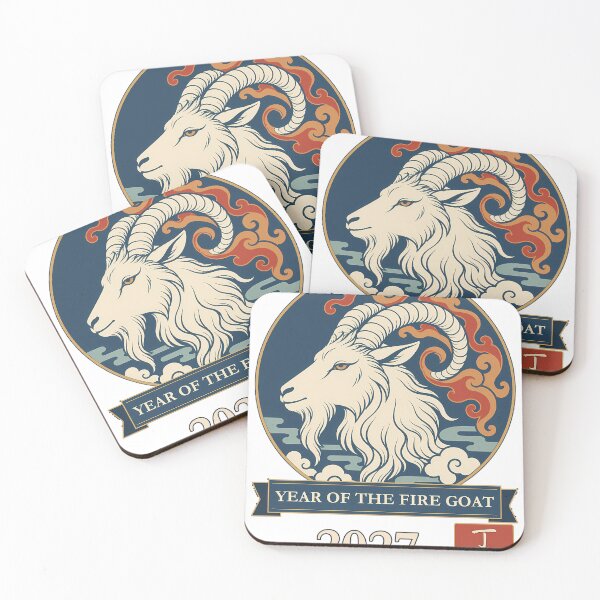 Item preview, Year of the Fire Goat 2027 Zodiac Woodblock Art designed and sold by Apogee Publishing.