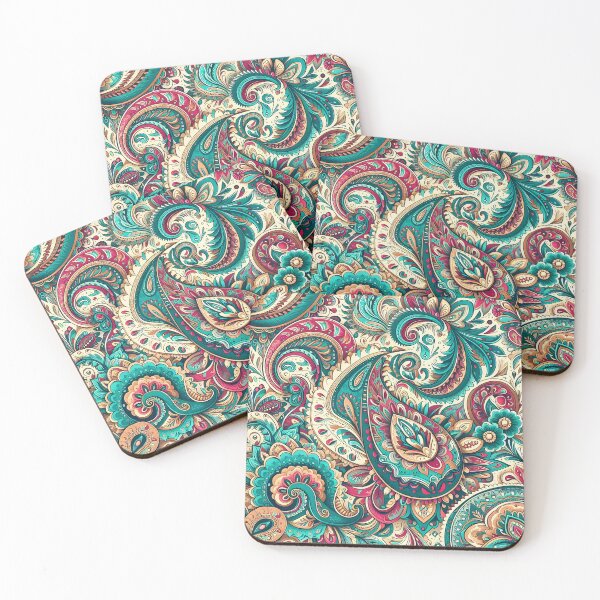 Item preview, Cream Teal Pink Paisley designed and sold by Apex Designs.