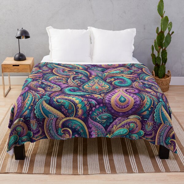 Item preview, Purple Teal Jewel Tone Paisley designed and sold by Apex Designs.