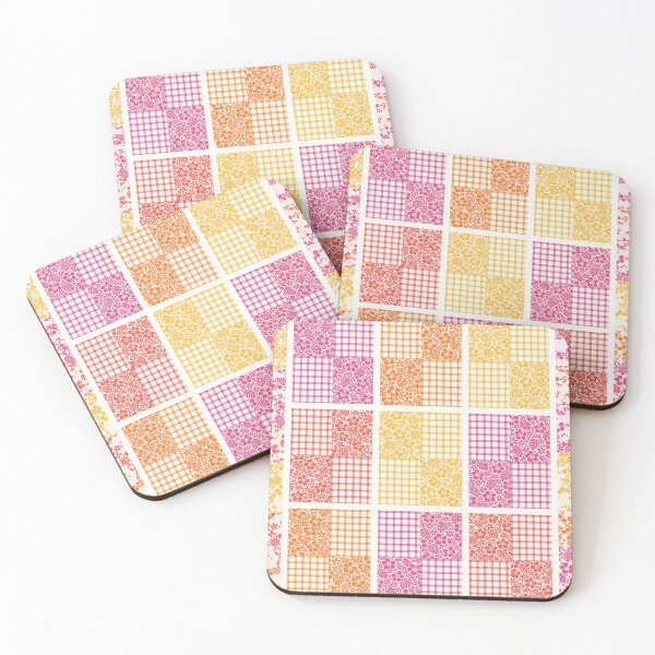 Item preview, Sunset Palaka Patchwork Quilt Pink and Orange designed and sold by Small Kine Prints.