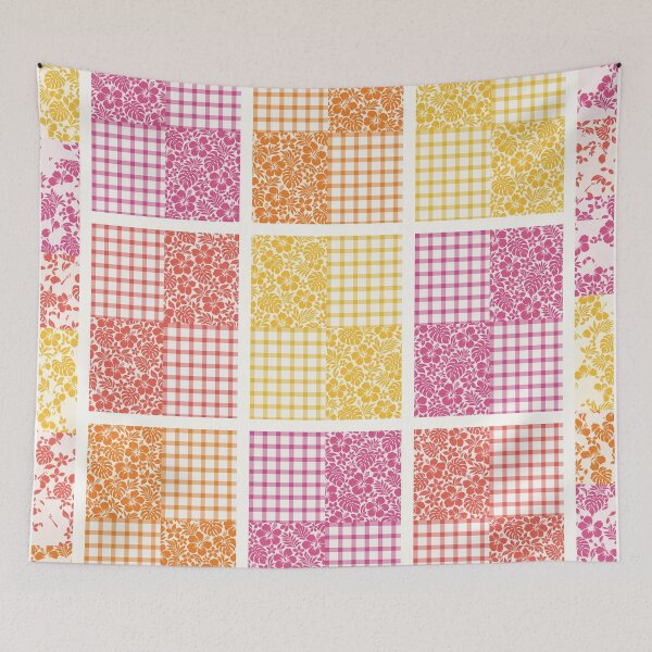 Item preview, Sunset Palaka Patchwork Quilt Pink and Orange designed and sold by Small Kine Prints.