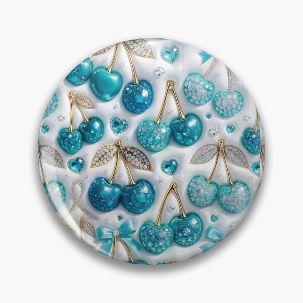 Item preview, Puffy Turquoise Cherries 3D Glam Bling Aesthetic designed and sold by Andr0meda.