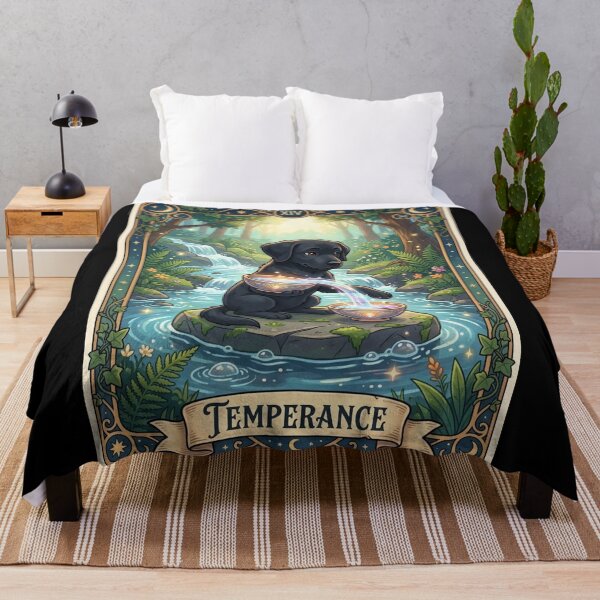 Item preview, Temperance Tarot Card - Black Labrador Dog designed and sold by Goodthingstree.