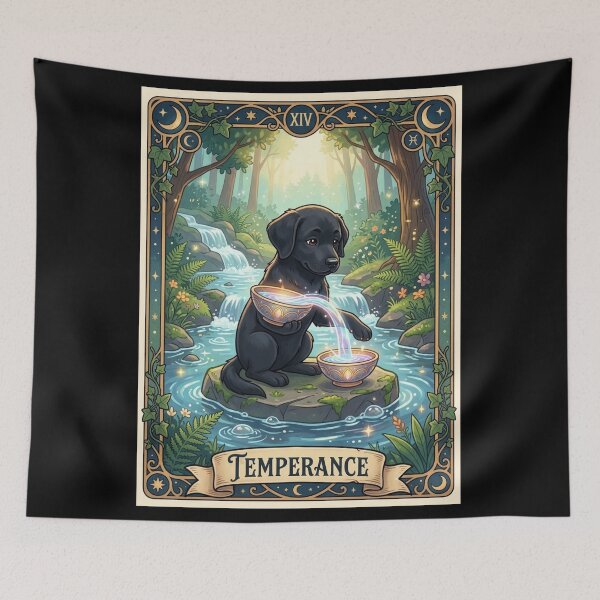 Item preview, Temperance Tarot Card - Black Labrador Dog designed and sold by Goodthingstree.
