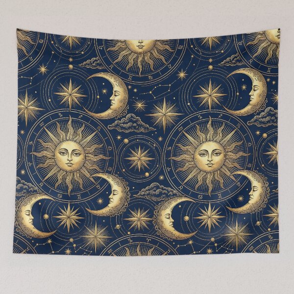 Item preview, Vintage Astrological Celestial Sun Moon Pattern designed and sold by wallpapersarts.
