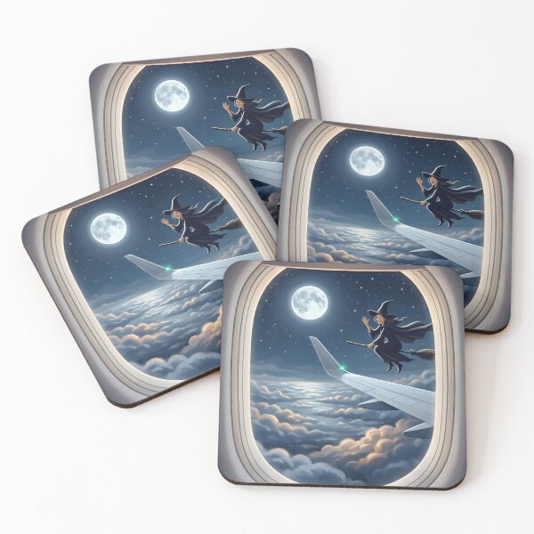 Item preview, Witch Flying Past the Airplane Window – Window Seat Halloween designed and sold by EMaviation_.