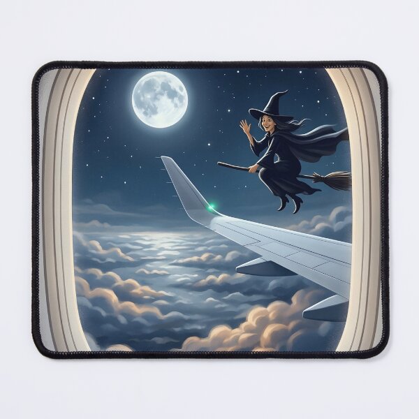 Item preview, Witch Flying Past the Airplane Window – Window Seat Halloween designed and sold by EMaviation_.