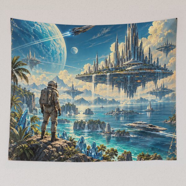 Item preview, The Celestial Realm – Vintage Sci-Fi Travel Poster designed and sold by Curio Meridian.