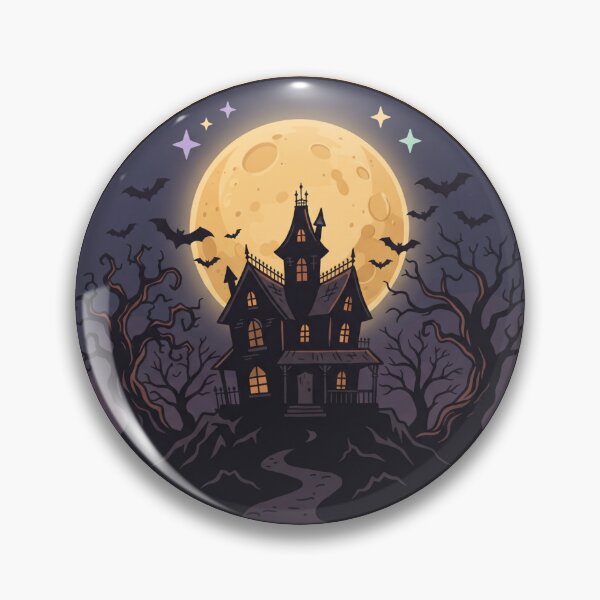 Item preview, Spooky Haunted House on Hill Full Moon Halloween Art designed and sold by Fine-Arts-Lab.