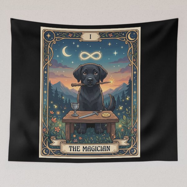 Item preview, The Magician Tarot Card - Black Labrador Dog designed and sold by Goodthingstree.
