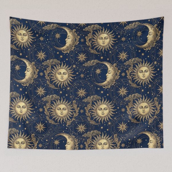 Item preview, Vintage Astrological Celestial Sun Moon Pattern designed and sold by wallpapersarts.
