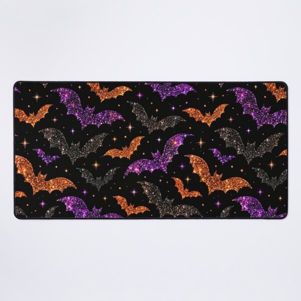 Item preview, Glitter Bats Halloween Pattern Purple Orange Sparkling Stars designed and sold by Meandmyshop.