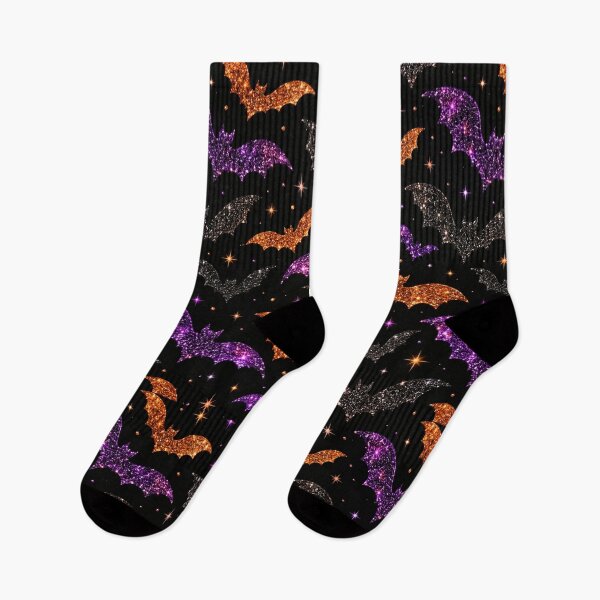Item preview, Glitter Bats Halloween Pattern Purple Orange Sparkling Stars designed and sold by Meandmyshop.