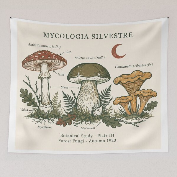 Item preview, Vintage Mycologia Silvestre Botanical Mushroom Poster Cottagecore designed and sold by julzzz03.