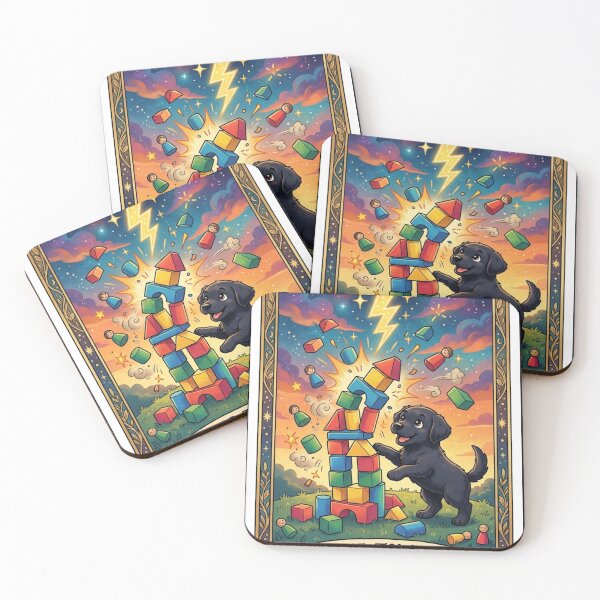 Item preview, The Tower Tarot Card - Black Labrador Puppy designed and sold by Goodthingstree.