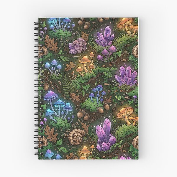 Artikelvorschau, Goblincore Woodland Mushrooms And Crystals Pattern entworfen und verkauft von wallpapersarts.