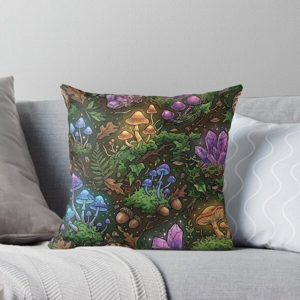 Item preview, Goblincore Woodland Mushrooms And Crystals Pattern designed and sold by wallpapersarts.