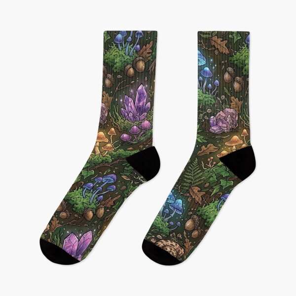 Item preview, Goblincore Woodland Mushrooms And Crystals Pattern designed and sold by wallpapersarts.
