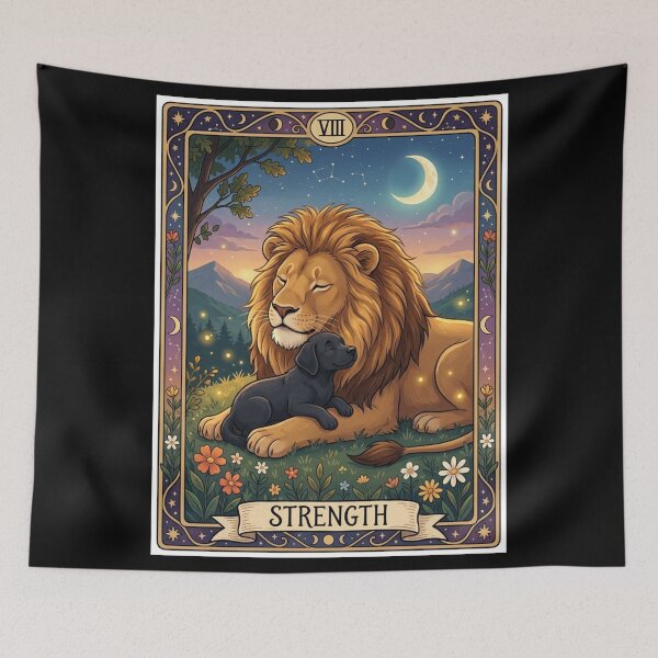 Item preview, Strength Tarot Card - Labrador Puppy & Lion designed and sold by Goodthingstree.