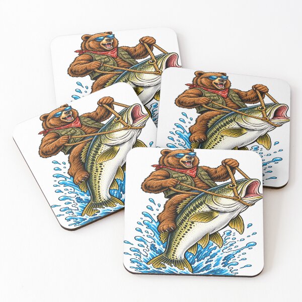 Item preview, Bear Riding a Leaping Bass designed and sold by saadzoro07.