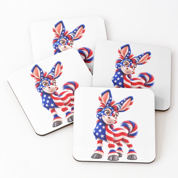 Item preview, Cute Patriotic Donkey – Red White and Blue American Style designed and sold by ArtSpark Studio.
