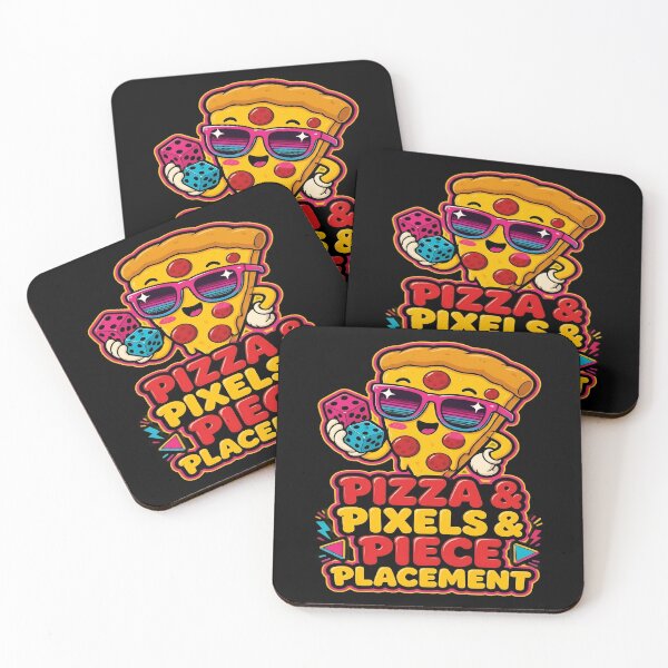 Item preview, Pizza Pixels Piece Placement Funny Retro Neon Gaming designed and sold by PozivoPlus.