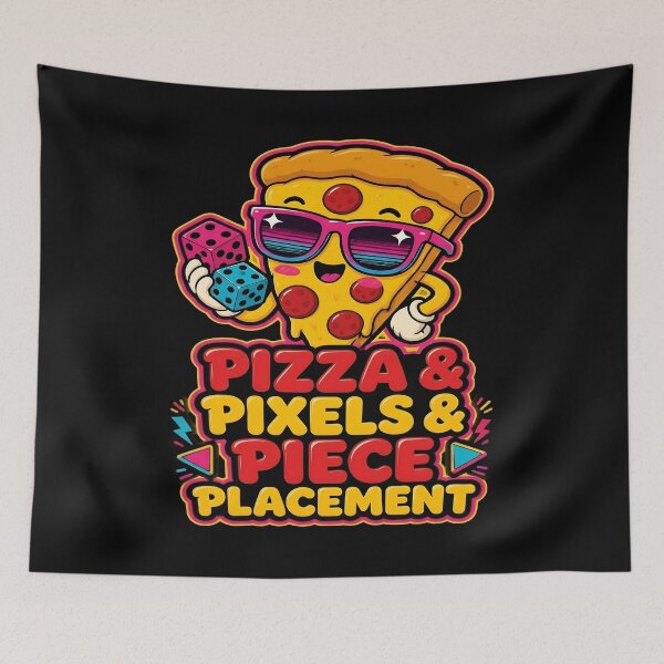 Item preview, Pizza Pixels Piece Placement Funny Retro Neon Gaming designed and sold by PozivoPlus.