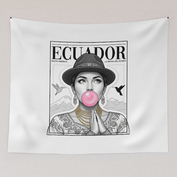 Item preview, Ecuadorian Andean Woman with Pink Bubblegum designed and sold by EdwinkOne.