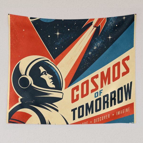 Item preview, Cosmos of Tomorrow – Retro Futuristic Space Travel Poster designed and sold by Curio Meridian.