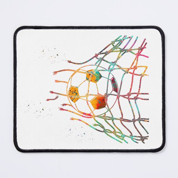Item preview, Soccer Ball in Goal Net Watercolor Art designed and sold by Liededrom..