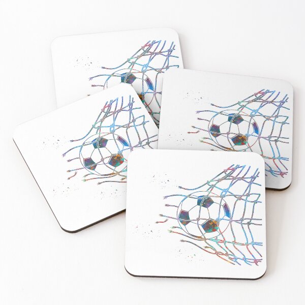 Item preview, Soccer Ball in Goal Net Watercolor Art designed and sold by Liededrom..
