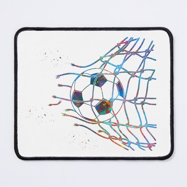 Item preview, Soccer Ball in Goal Net Watercolor Art designed and sold by Liededrom..