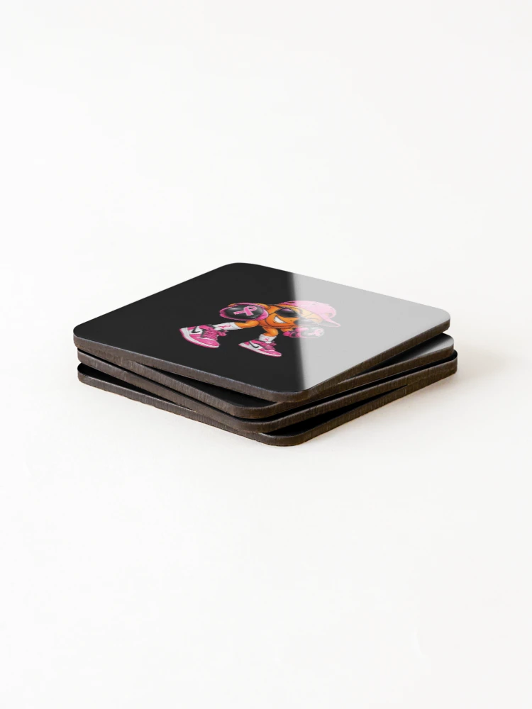 Thumbnail 4 of 5, Coasters (Set of 4), Pink Ribbon Basketball Boxer designed and sold by ROUX-ART.