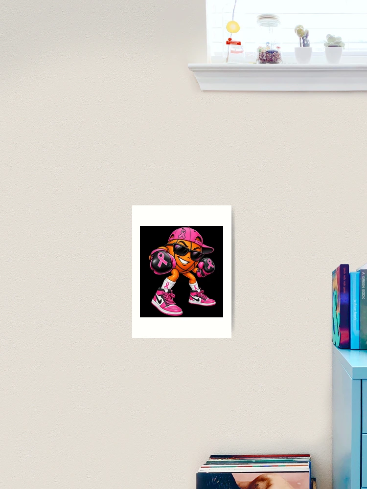 Thumbnail 2 of 3, Art Print, Pink Ribbon Basketball Boxer designed and sold by ROUX-ART.