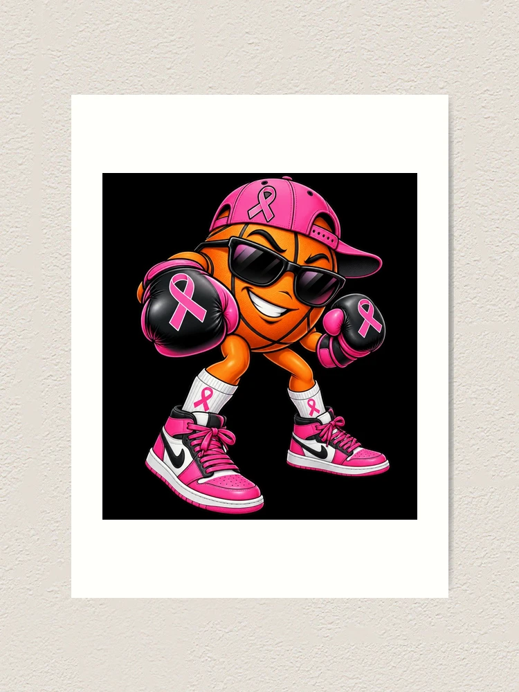 Thumbnail 1 of 3, Art Print, Pink Ribbon Basketball Boxer designed and sold by ROUX-ART.