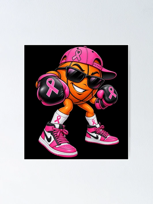 Thumbnail 1 of 3, Poster, Pink Ribbon Basketball Boxer designed and sold by ROUX-ART.