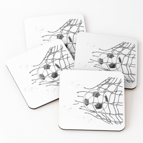 Item preview, Soccer Ball in Goal Net Watercolor Art designed and sold by Liededrom..