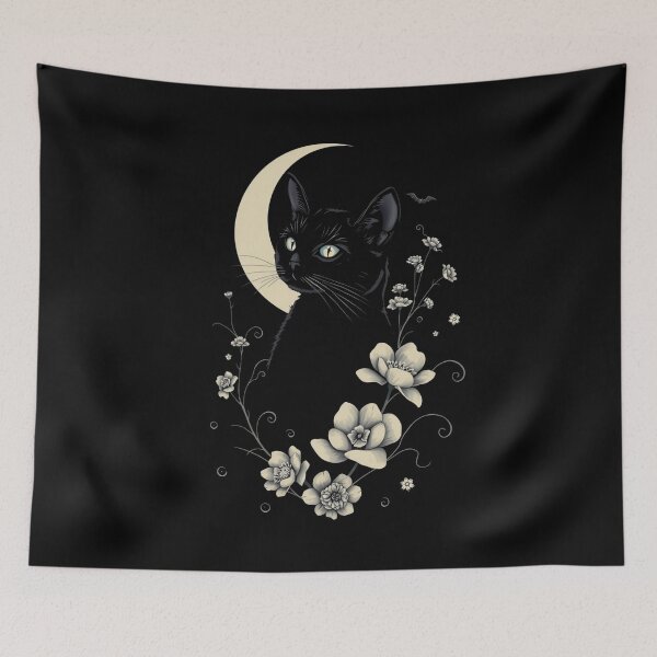 Item preview, Cottagegoth Witch Cat Botanical Art designed and sold by ERODED SELF.