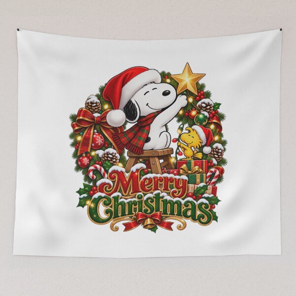 Item preview, Festive Snoopy and Woodstock Merry Christmas Wreath designed and sold by lojadpop.