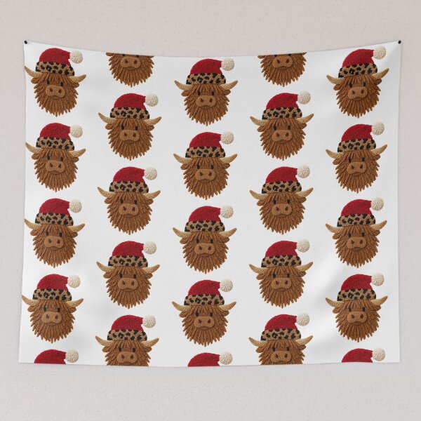 Item preview, Rustic Horned Bovine in a Santa Hat | Cozy Textured Portrait designed and sold by Krasnovaovaova.