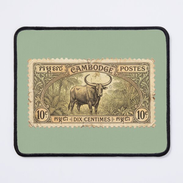 Item preview, Vintage Cambodia Kouprey Stamp – Historical Fine Art Illustration designed and sold by The Philatelist Studio.