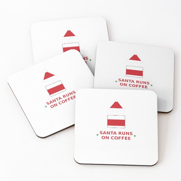 Item preview, Santa Runs On Coffee Christmas T-Shirt designed and sold by Paws & Pine Studio.