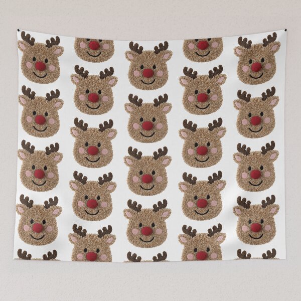 Item preview, Smiling Red-Nose Reindeer | 3D Yarn Textile Christmas Portrait designed and sold by Krasnovaovaova.
