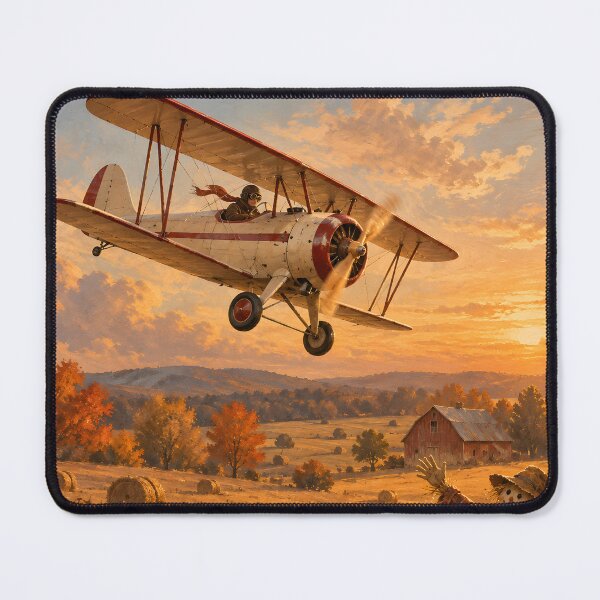 Item preview, Barnstormer Biplane at Sunset over a Pumpkin Field – Fall Aviation designed and sold by EMaviation_.